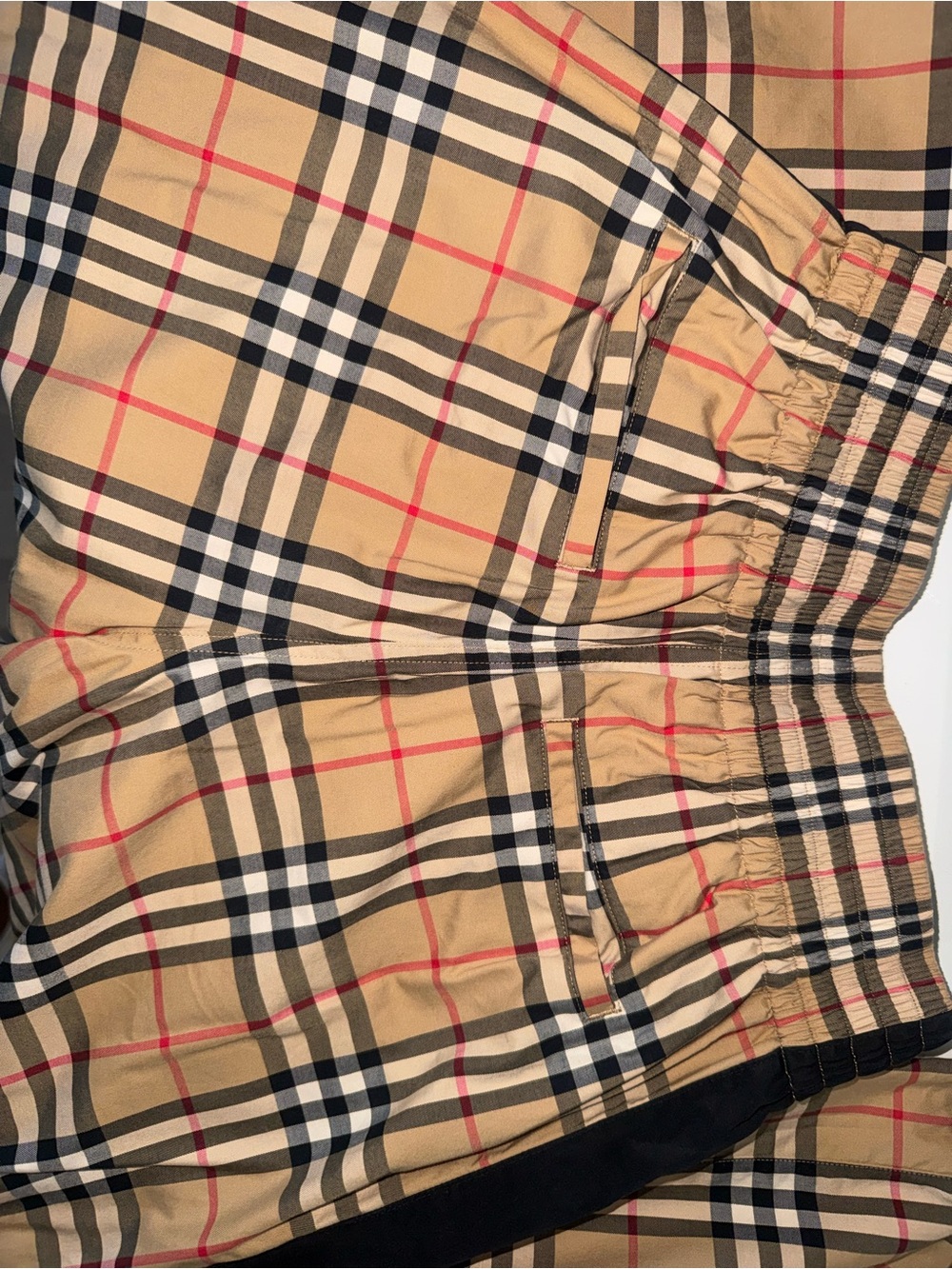 Burberry Vintage Check Plaid Trousers Black Side Panels - Picture 2 of 6